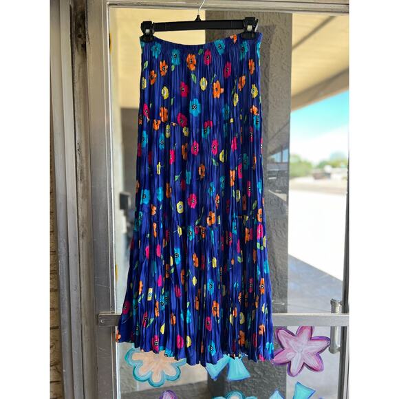Vintage 1990’s F Stop blue floral maxi skirt size M/L - Picture 2 of 5